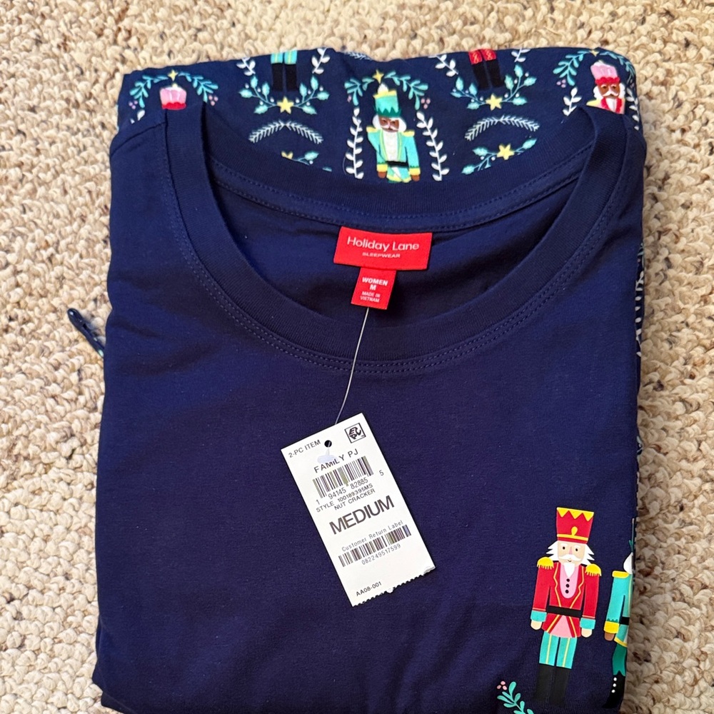 Holiday Lane Navy Pajama Set with Nutcracker Design Woman’s